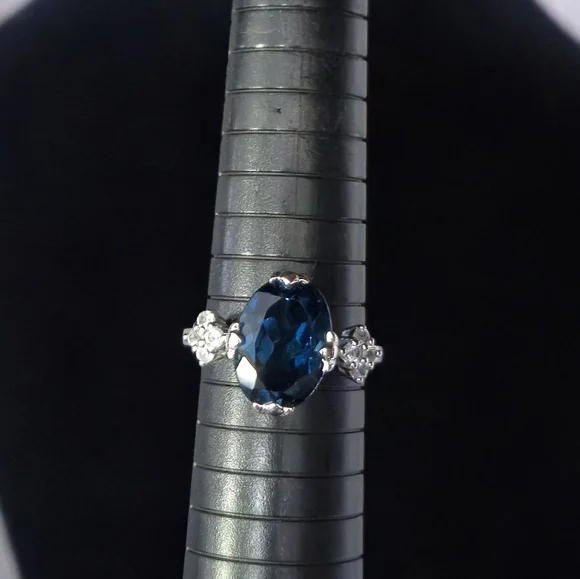 925 Sterling Silver London Blue Topaz Designer Signed RSI Size 10 Ring Thailand - Picture 4 of 16